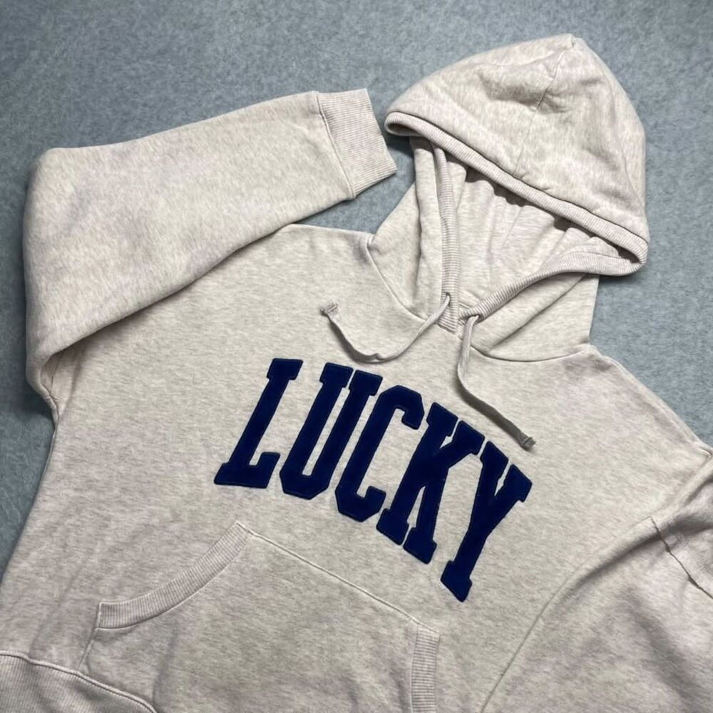 Lucky Brand Los Angeles LUCKY Graphic Hoodie Gray Pullover Sweatshirt Size M